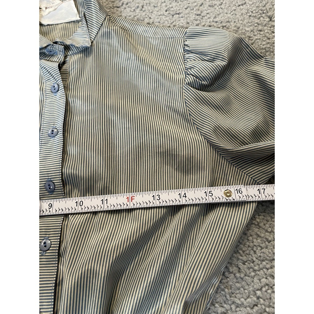 80s Susan Howard Striped Midi Dress S-M Taupe Satin 3/4 Sleeve Classic Career - Picture 10 of 15